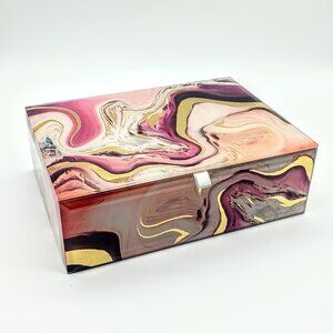 Tahari Home Marble Metallic Beveled Jewelry Box